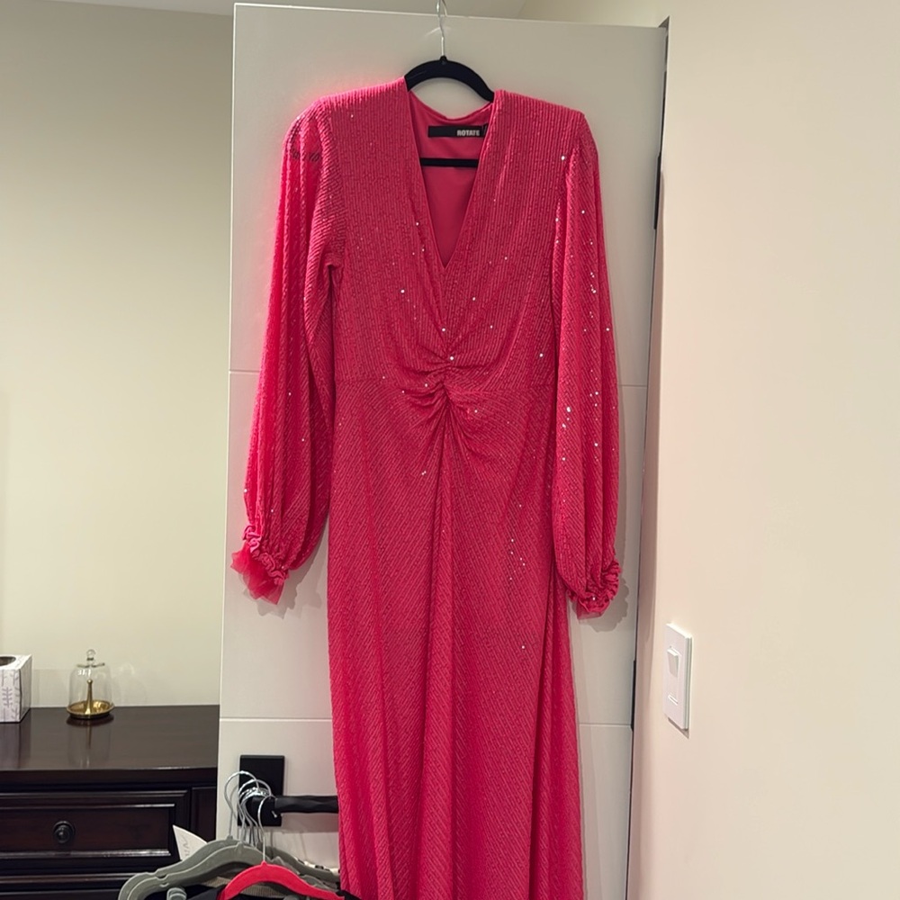 Hot pink sequin midi length rotate gown